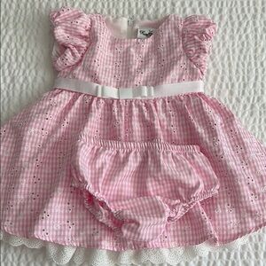 Rare Editions Pink Floral Gingham Bottoms